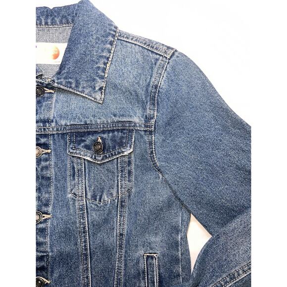 Hija De Tu Made Denim Jacket Women’s Size XS Blue Sequin Mexican Flag Distressed - Picture 4 of 16